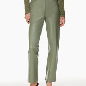 Wilfred Olive Green Straight Leg Pants faux leather sz 2